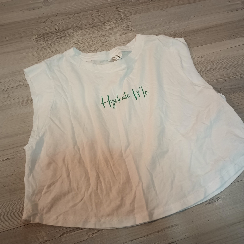 Hydrate Me White Crop Workout Tank Top